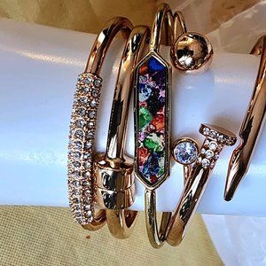 Rose Gold Multi-Accent Women's Bracelet Set